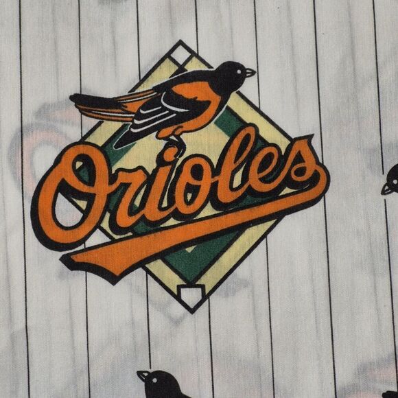 Vtg 1996 Bibb MLB Baltimore Orioles Baseball Fitted Flat Sheets Twin USA Made - Picture 2 of 7